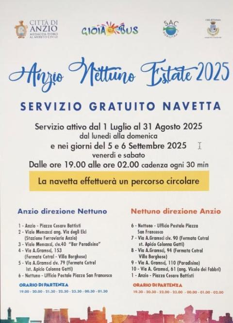 Bus navetta, orari e percorso