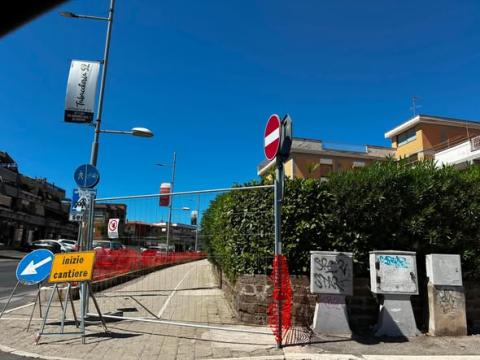 Il cantiere della pista ciclabile