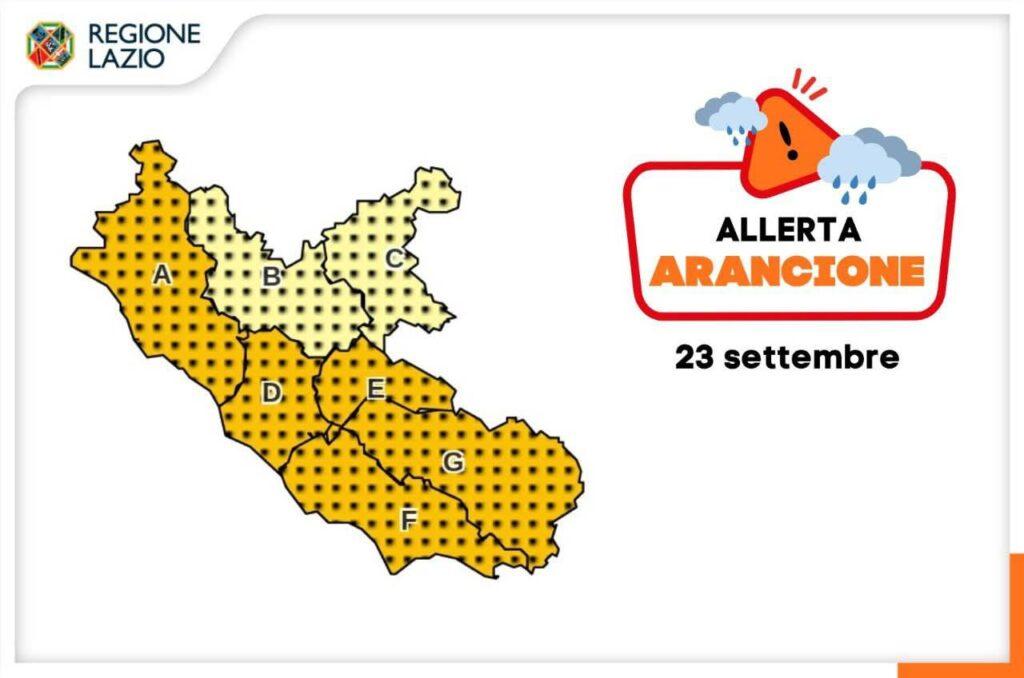Regione Lazio con zone di allerta