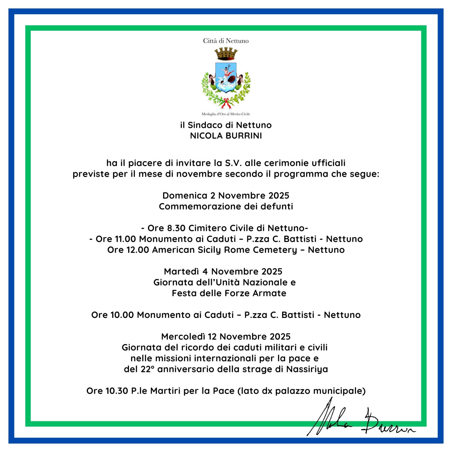 L'invito alle cerimonie